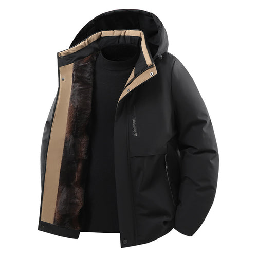 Herren Stylische Winterjacke mit Kunstfell Drune