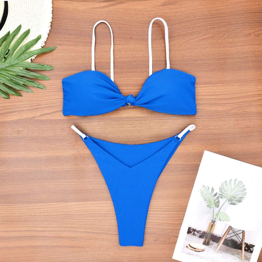 Damen Bandeau-Bikini mit trendigem Knoten-Design und hautfreundlichem Material Drune