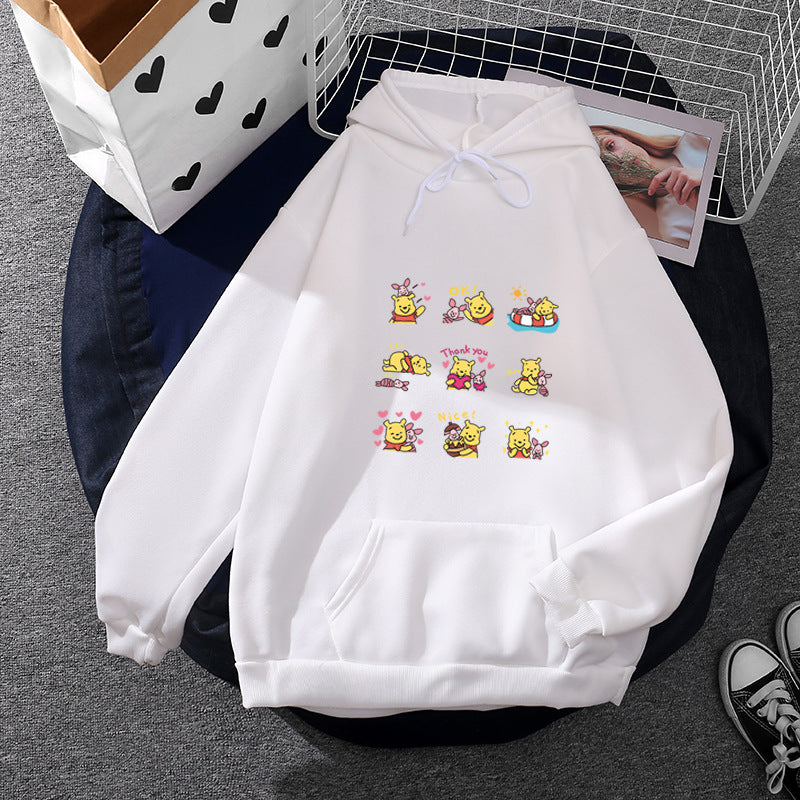 Damen nan Kapuzenpullover mit mehrfachem Comic-Emote-Print, oversized Schnitt und weichem Innenfutter Drune