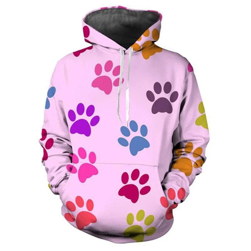Damen Lustiger Kapuzenpullover mit Pfotenmotiv Drune
