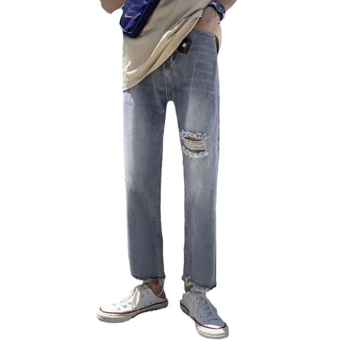 Herren lässige Destroyed Jeans mit ausgefransten Abschlüssen Drune