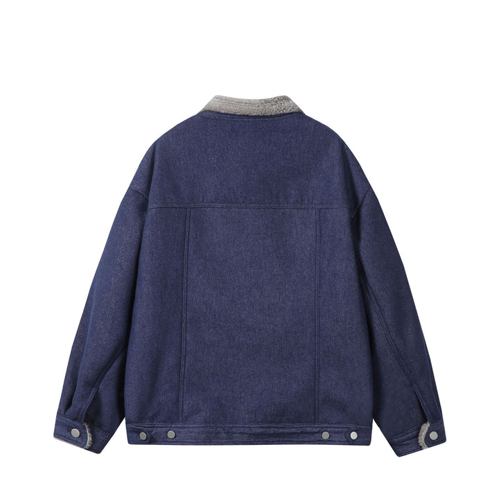 Herren Gefütterter Denim‑Blouson mit Teddykragen, Druckknopffront und Utility‑Taschen Drune