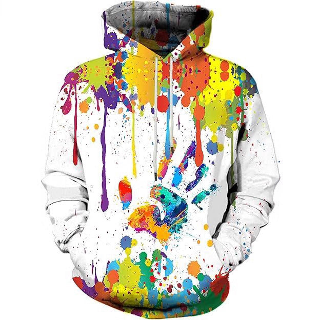 Damen Farbenfroher Hoodie mit kreativen Spritzmotiven Drune