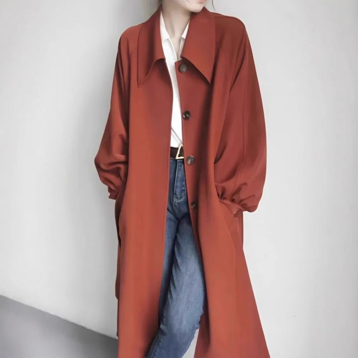Damen Lange modische Jacke mit großem Kragen Drune