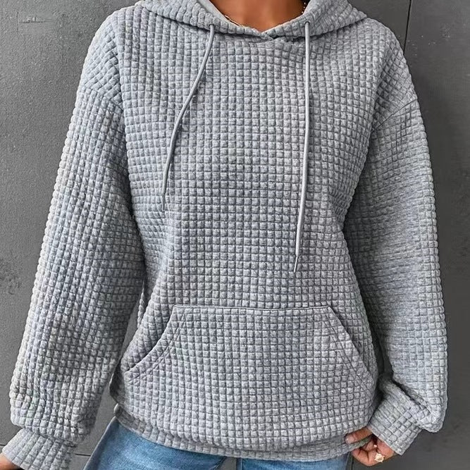 Damen luftiger Hoodie mit strukturiertem Gewebe und Kapuze Drune