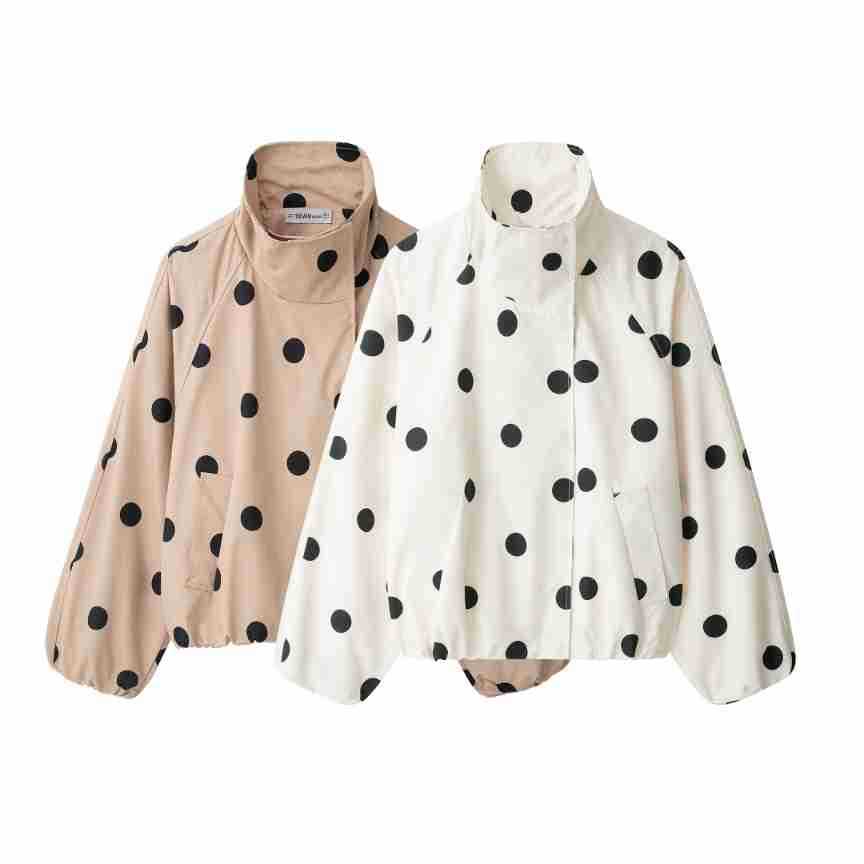 Damen Kurzjacke im Cape‑Stil mit Stehkragen und Ballonärmeln Drune