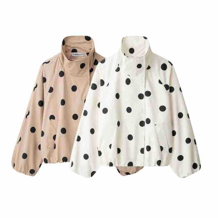 Damen Kurzjacke im Cape‑Stil mit Stehkragen und Ballonärmeln Drune