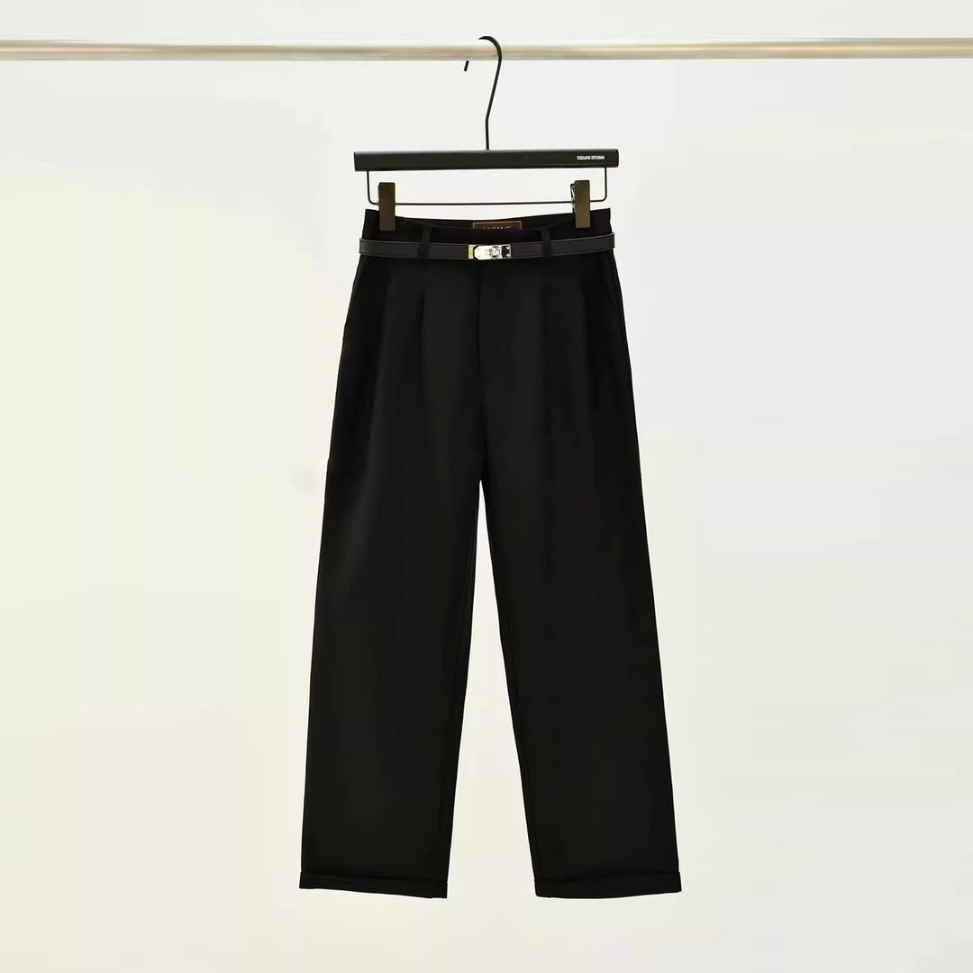 Damen weite Stoffhose mit eleganten Falten Drune