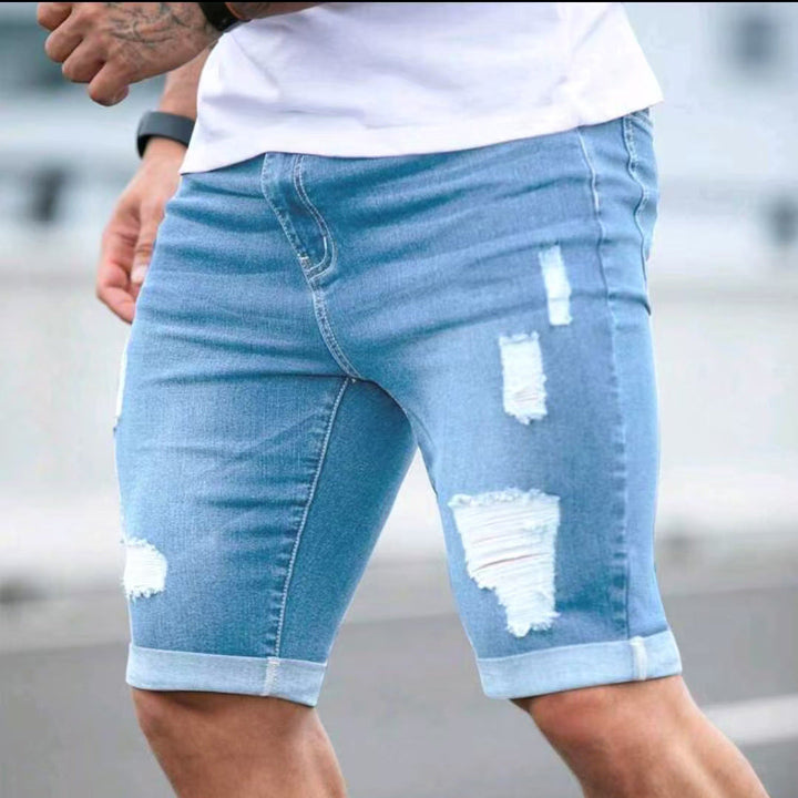 Herren Ripped Denim Shorts Drune