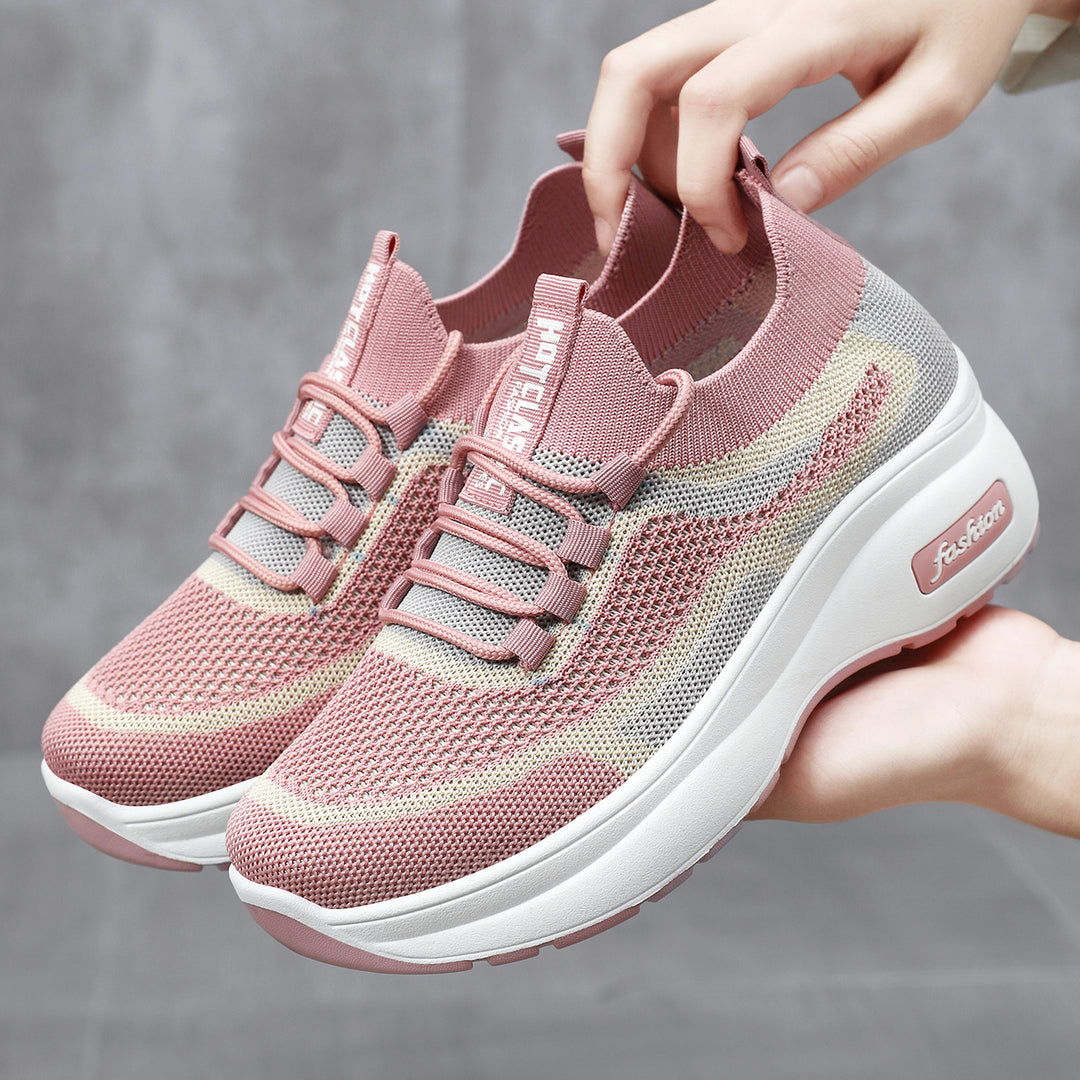 Damen nan gestrickter Sockensneaker mit ergonomischer Komfortsohle und dämpfender Plateauzwischensohle Drune