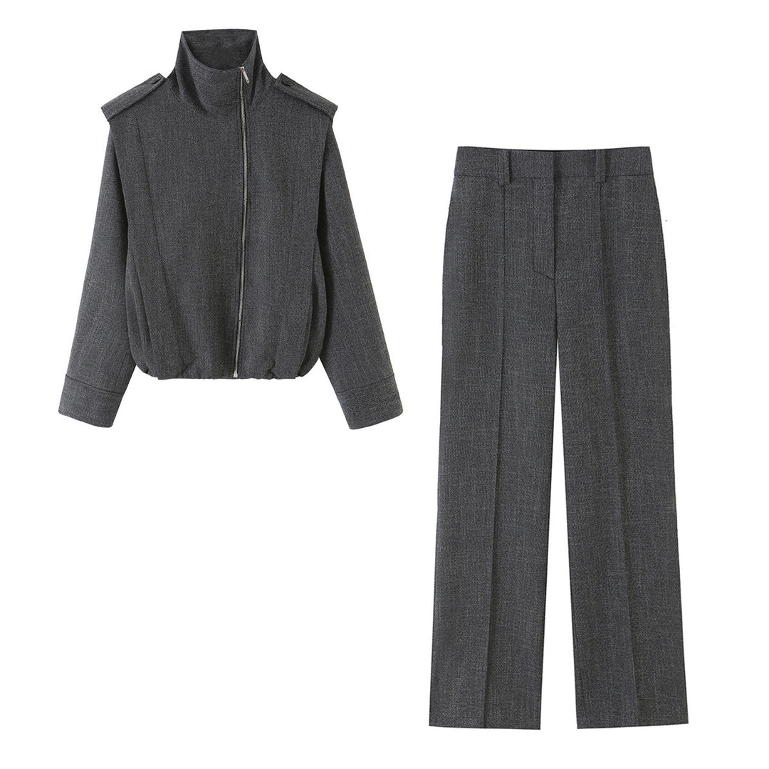 Damen Bundfaltenhose mit hoher Taille und geradem Bein Drune