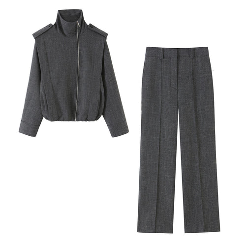Damen Bundfaltenhose mit hoher Taille und geradem Bein Drune
