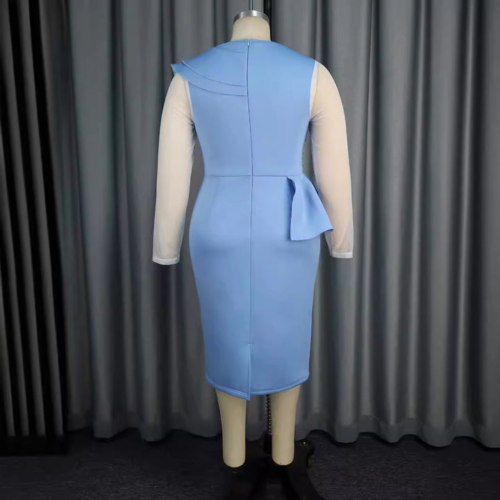 Damen figurbetontes Kleid mit Rüschendetails und Perlenakzenten Drune