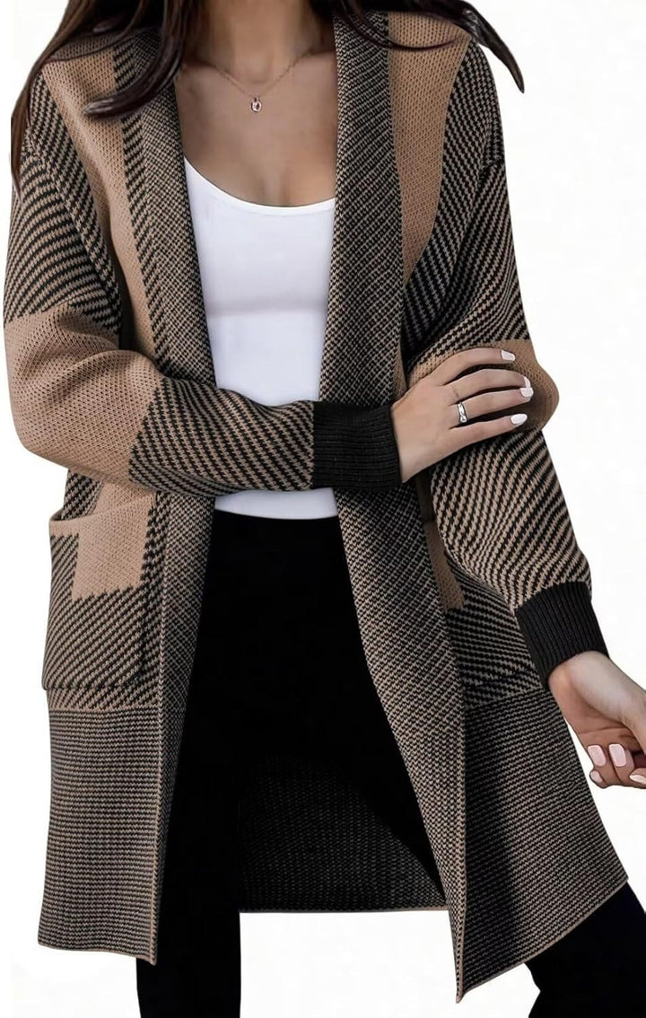 Damen Strickjacke mit modischem Muster und praktischen Taschen Drune
