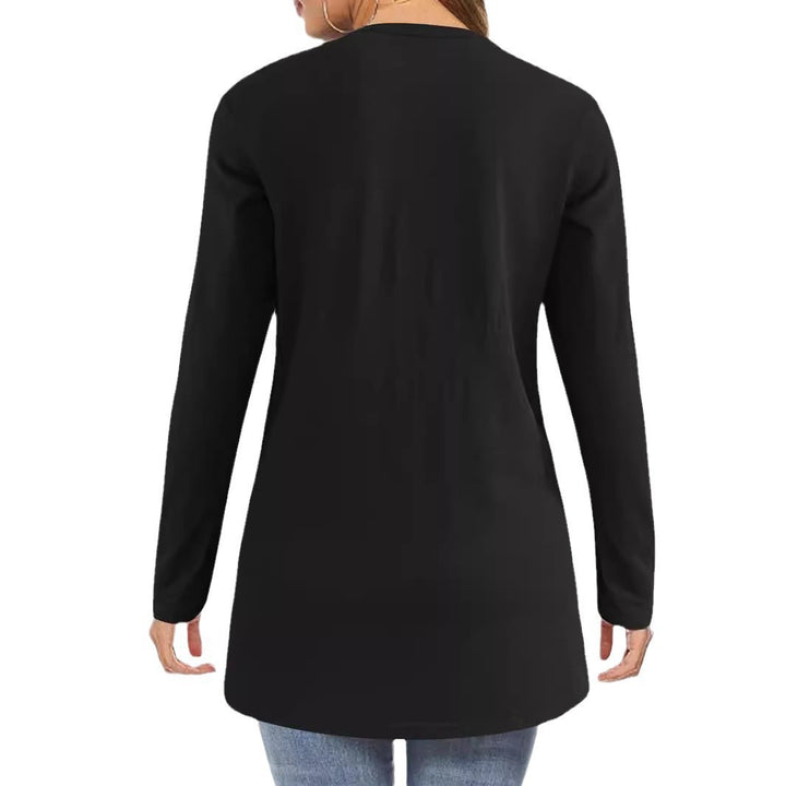 Damen Langer Offener Feinstrickcardigan mit Eingrifftaschen und dezentem V‑Ausschnitt Drune