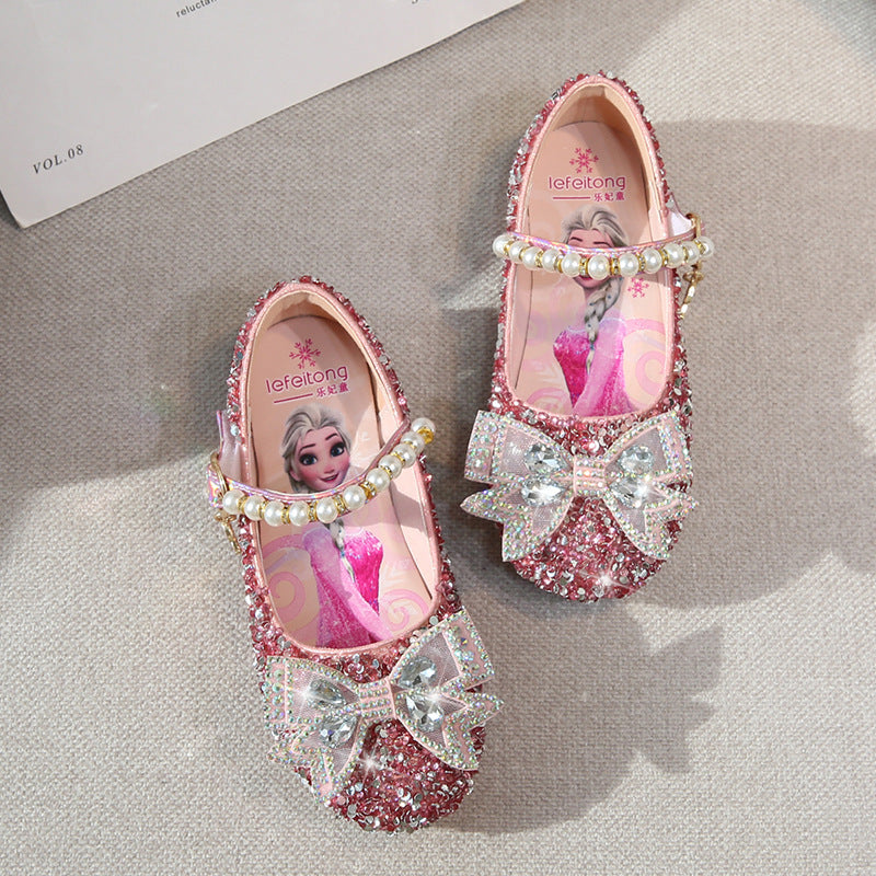 Mädchen Glitzernde Ballerinas mit perlenbesetztem Riemen Drune