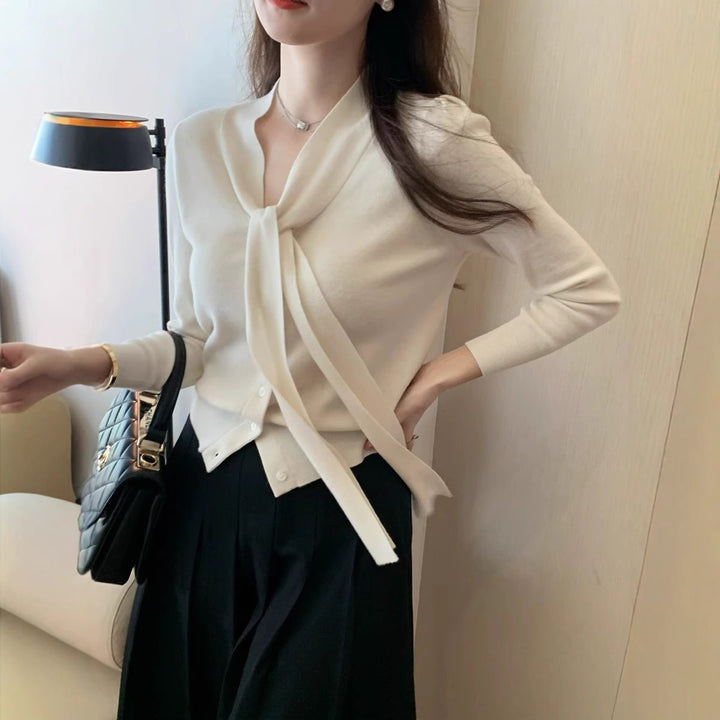 Damen Elegante und stilvolle Bluse mit Schleifendetail Drune