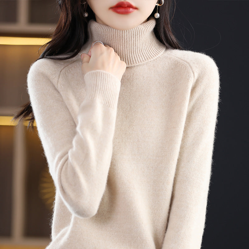 Damen Weicher Hochkragen-Pullover aus flauschigem Wollmix mit Raglanärmeln Drune