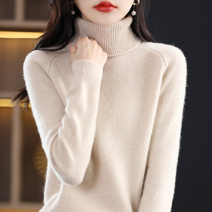 Damen Weicher Hochkragen-Pullover aus flauschigem Wollmix mit Raglanärmeln Drune