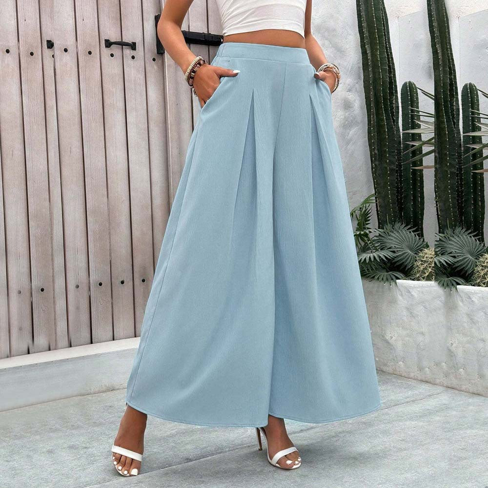 Damen weite Palazzo-Hose mit eleganten Falten und praktischem Taschen-Design Drune