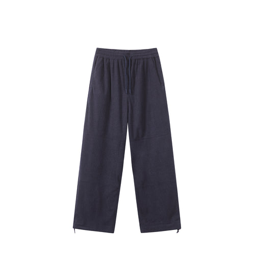Damen Waffelstrick-Loungehose mit weitem Bein, elastischem Bund und Tunnelzug Drune