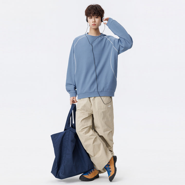 Herren Waffelstruktur-Oversized-Sweatshirt mit Raglanärmeln und Relaxed-Fit Drune