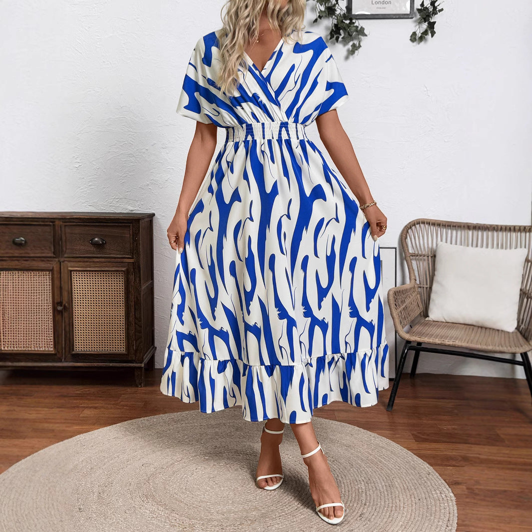 Damen Maxi-Kleid mit fließendem Schnitt und modischem Wickeldesign Drune