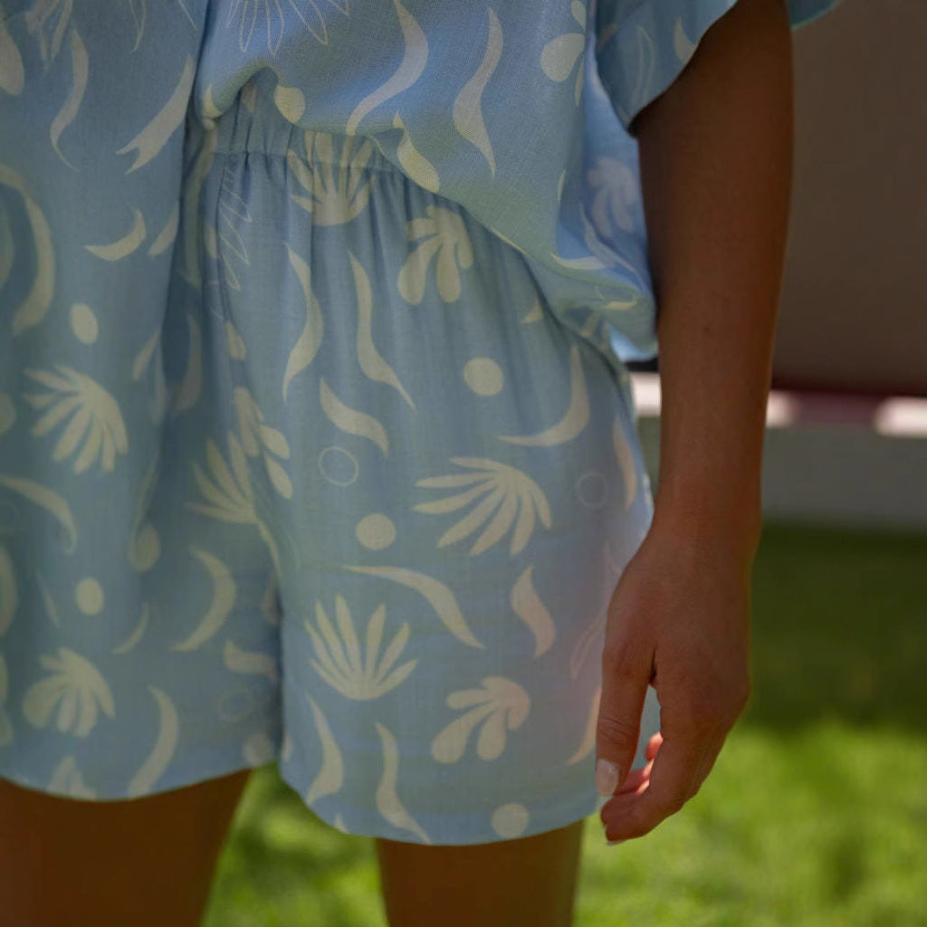 Damen Sommerliches Relax-Outfit mit floralem Muster und lockerer Passform Drune
