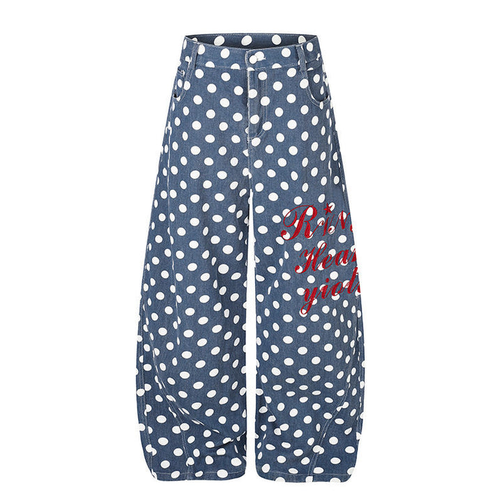 Damen Weite Culotte-Jeans mit Polka-Dot, ballonförmigem Saum und hoher Taille Drune