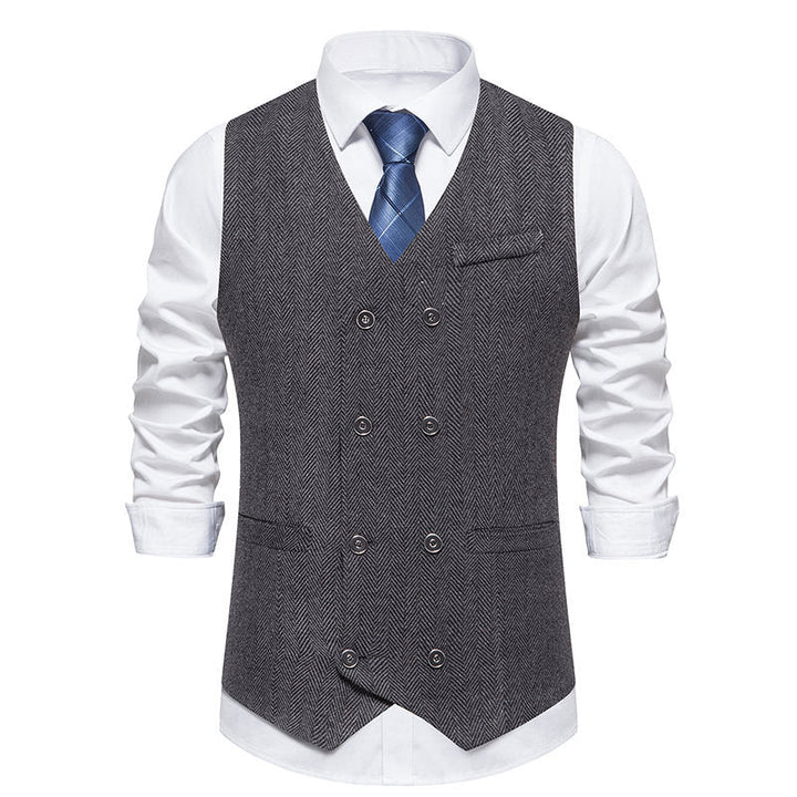 Herren elegante Weste mit strukturiertem Hahnentrittmuster Drune