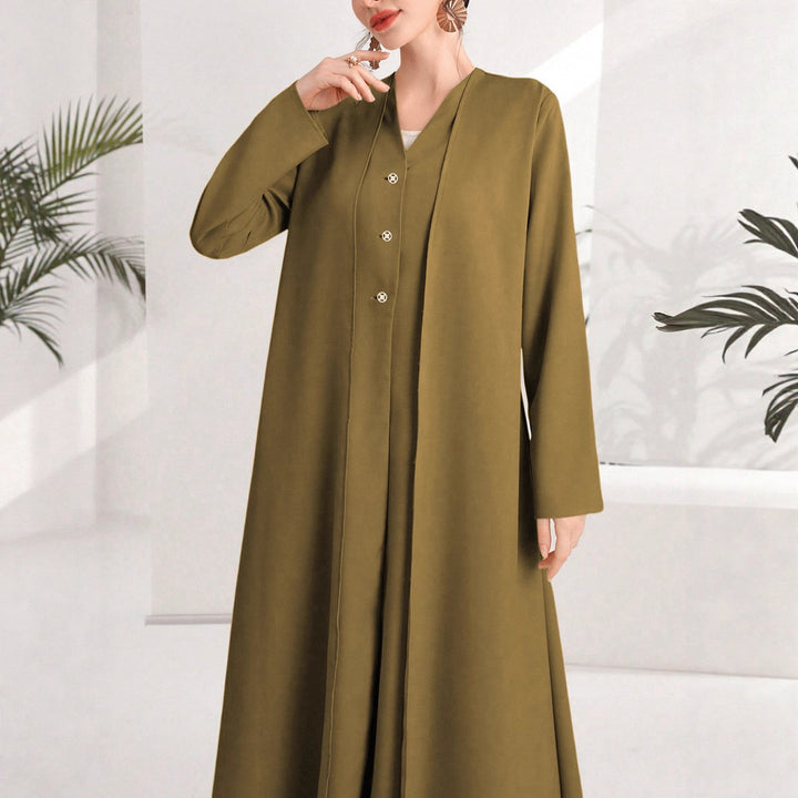 Damen eleganter Kaftan mit durchgehender Knopfleiste Drune