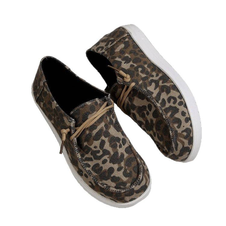 Damen Modische Loafers mit Leo-Muster Drune