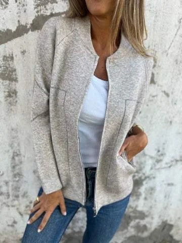 Drune | Strickjacke Jacke Wollmischung Lockere Passform Reißverschluss Seitentaschen