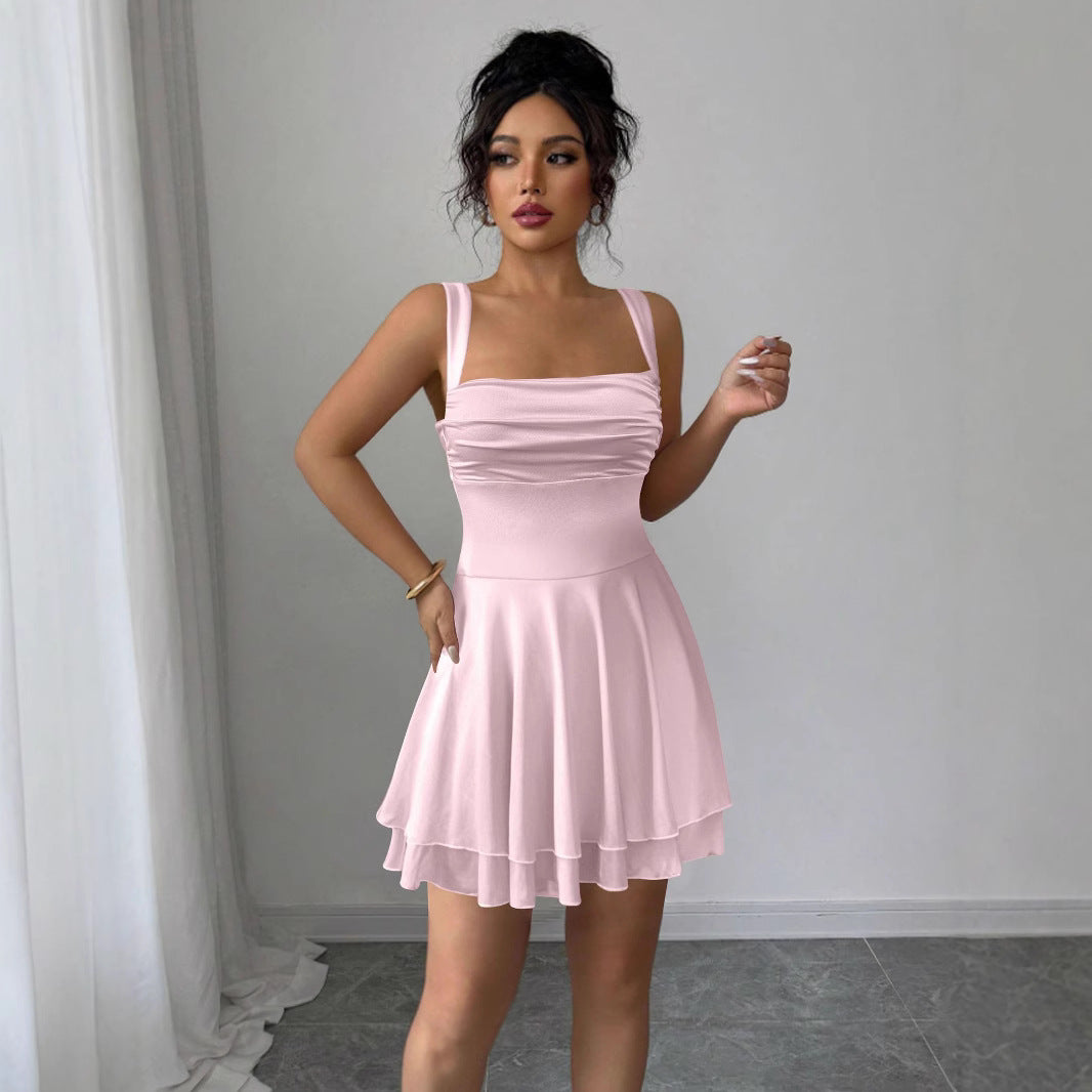 Damen Verspieltes Sommerkleid mit gerafftem Oberteil und schwingendem Rock Drune
