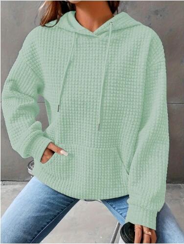 Damen lässiger Hoodie mit strukturierter Oberfläche und praktischer Kängurutasche Drune