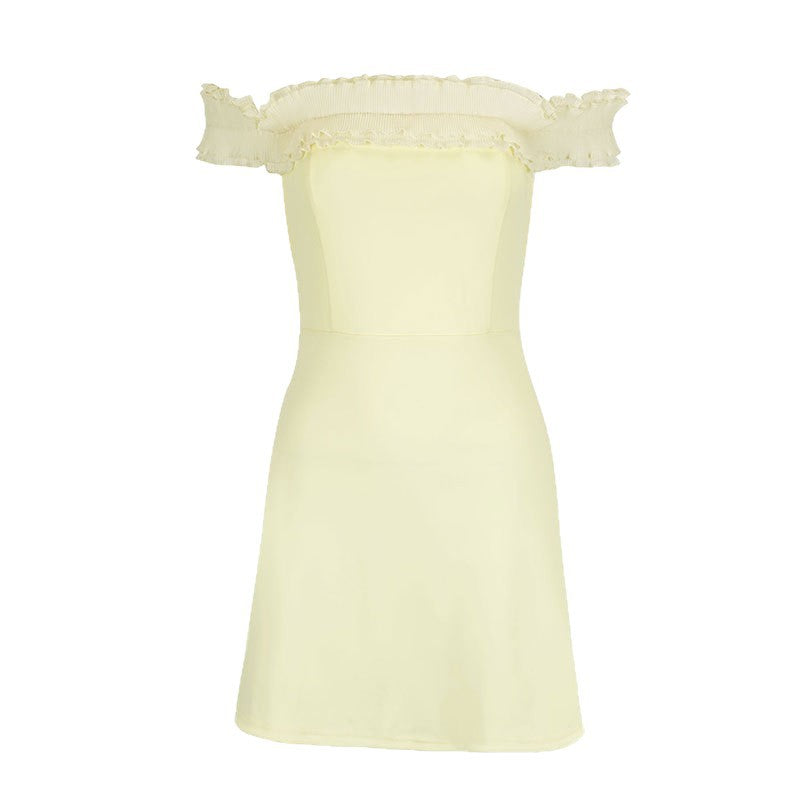 Damen Off-Shoulder Kleid mit Rüschenbesatz Drune