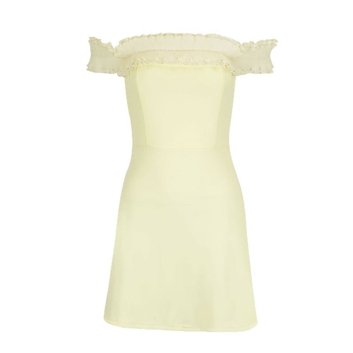 Damen Off-Shoulder Kleid mit Rüschenbesatz Drune