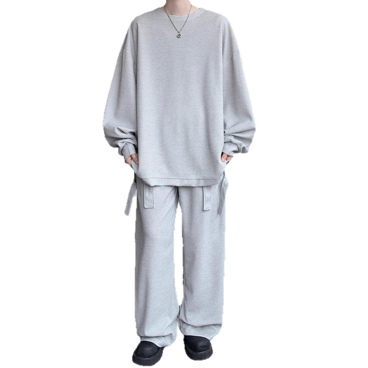Unisex Lässiges Oversize Lounge-Set aus Waffelstrick mit Cargo-Bindungen Drune