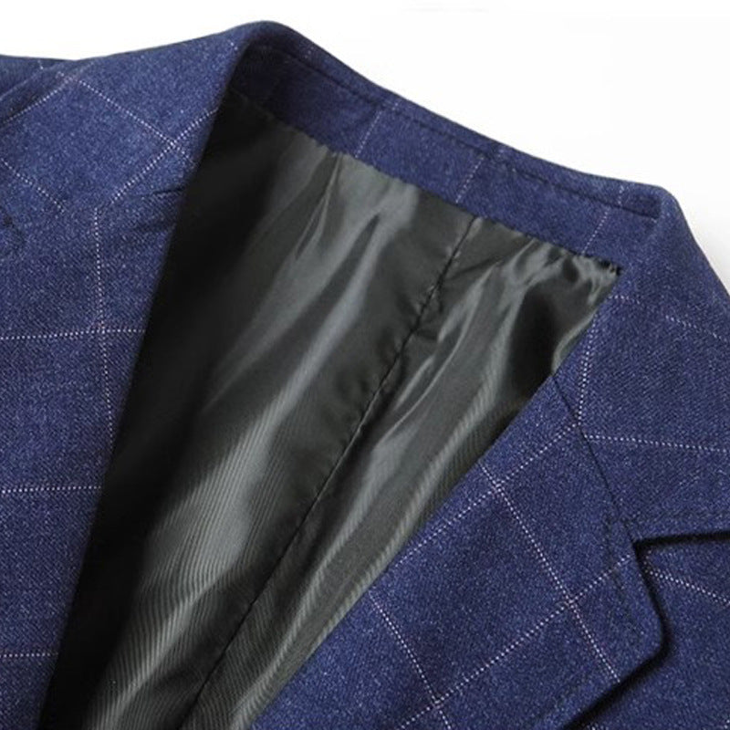 Herren Slim-Fit Sakko im Karo-Look mit klassischem Knopfverschluss Drune