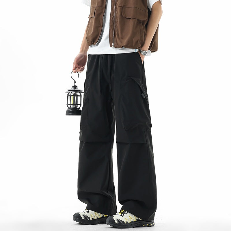 Herren Weite technische Cargo-Freizeithose mit Tunnelzug, Multifunktionstaschen & Outdoor‑Performance Drune