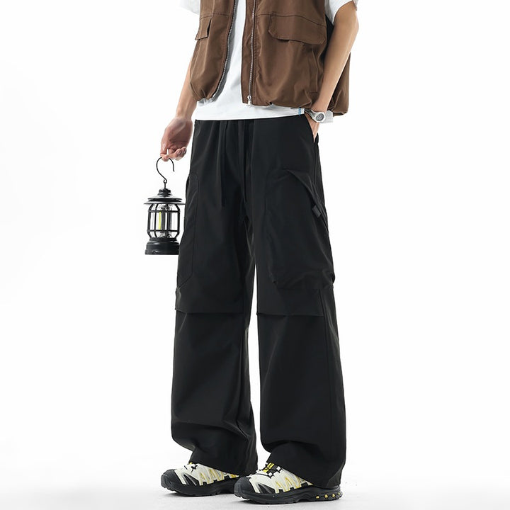 Herren Weite technische Cargo-Freizeithose mit Tunnelzug, Multifunktionstaschen & Outdoor‑Performance Drune