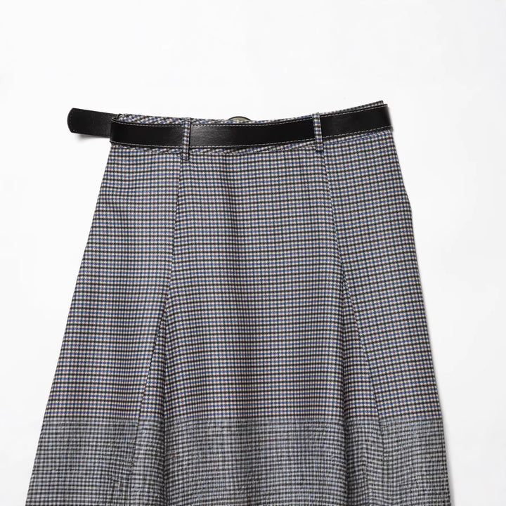 Damen A-Linien Midirock mit hoher Taille und Gürtel Drune