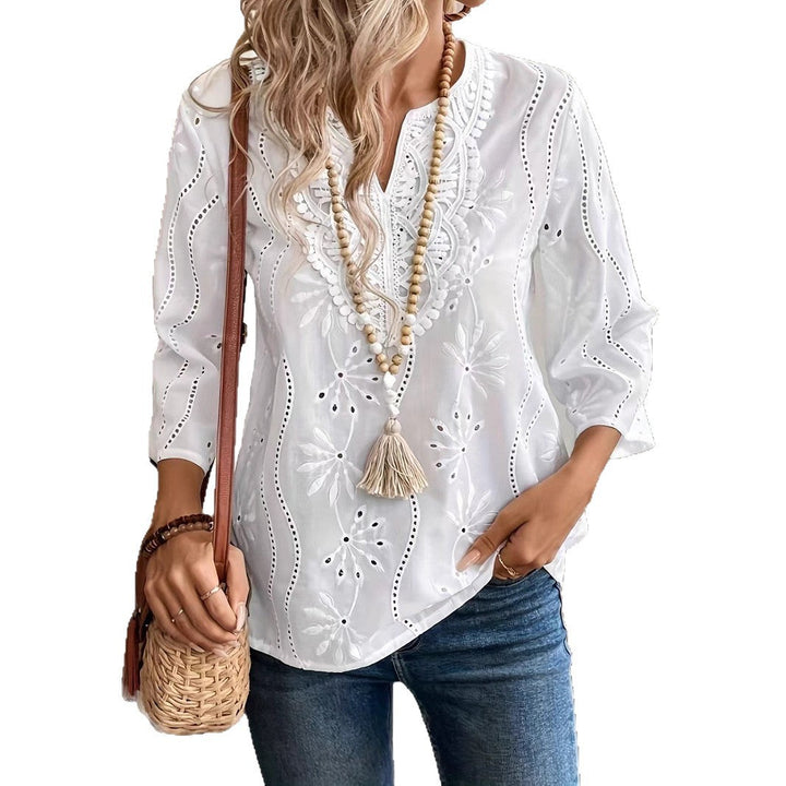 Damen Bluse mit besticktem Design und luftiger Passform Drune