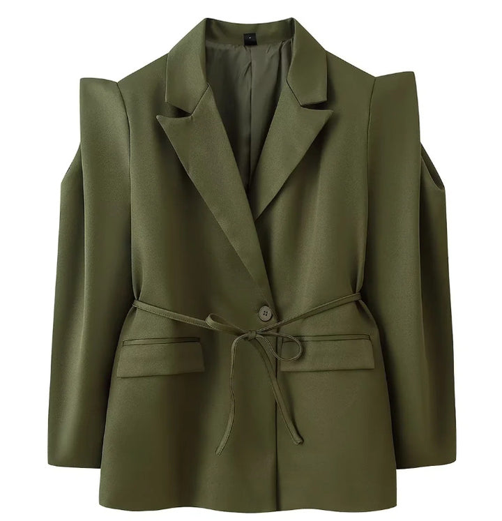 Damen 1100+ taillierter Blazer mit Tunnelzug, schmaler Kordel und Pattentaschen Drune