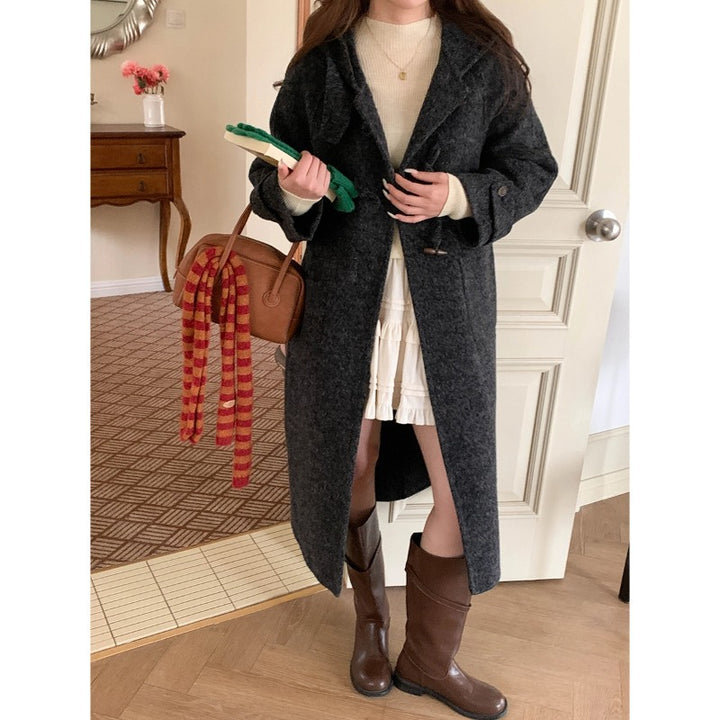 Damen eleganter und bequemer Wool-Crossover-Mantel Drune