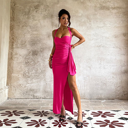 Damen Elegantes Wickelkleid mit hochgeschlossenem Design und raffiniertem Spaghettiträger Drune