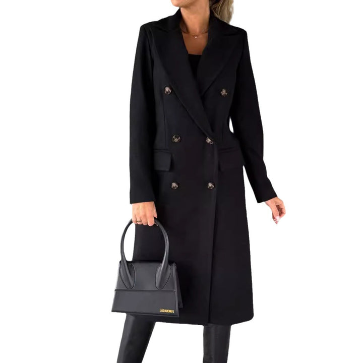 Damen eleganter doppelter Knopf-Mantel mit tailliertem Schnitt Drune