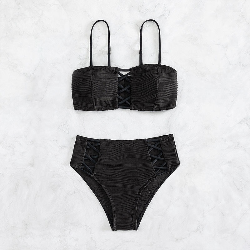 Damen Hochgeschnittener Wickelbikini mit Raffung Drune