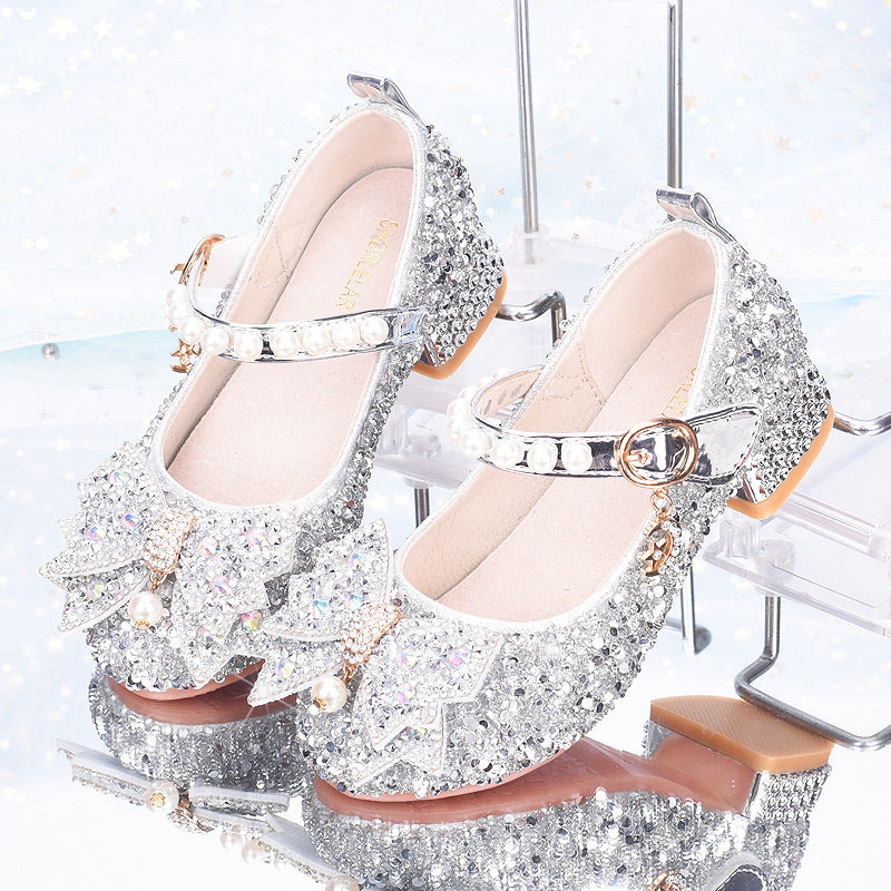 Mädchen Glitzernde Mary Jane Schuhe mit dekorativen Schleifen Drune
