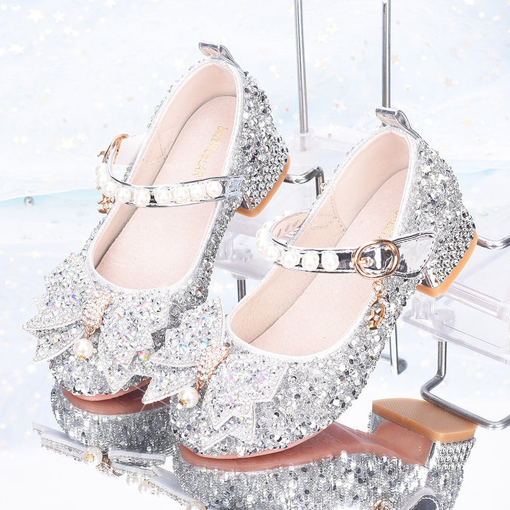 Mädchen Glitzernde Mary Jane Schuhe mit dekorativen Schleifen Drune